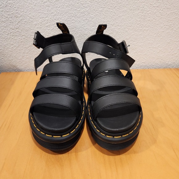 Dr. Martens Shoes - Dr. Martens Blaire Black Leather Gladiator Sandals Platform Size Women's 9